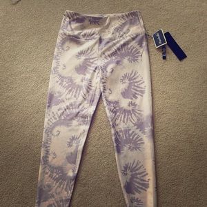 Lavender and white tie-dye leggings
